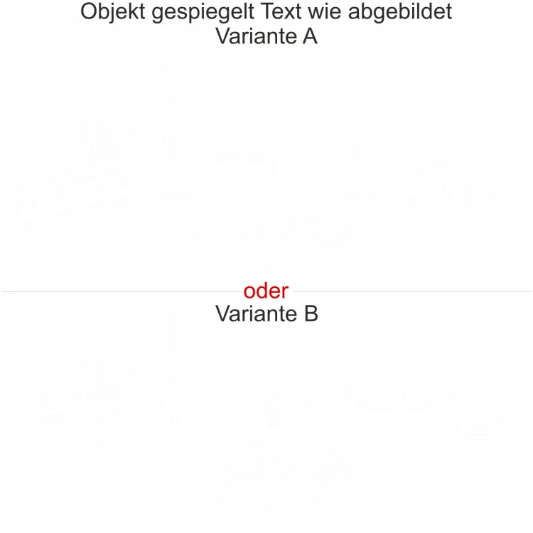 Wandtattoo mit Skyline von Hamburg - Ansicht Ausrichtung mit Farbauswahl und Variante Wandtattoo mit Skyline von Hamburg - Ansicht Ausrichtung mit Farbauswahl und Variante