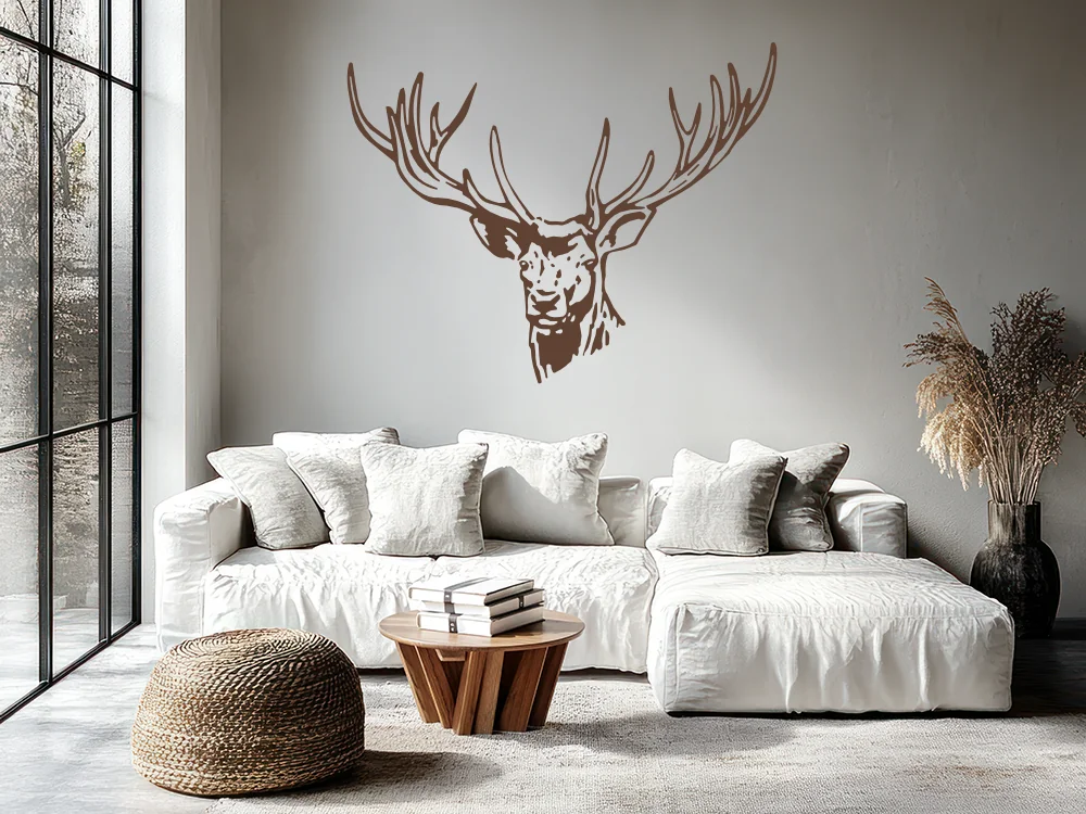 Wandtattoo mit rustikalem Hirschkopf
