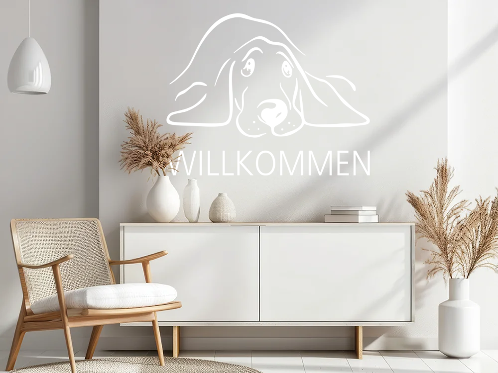 Wandtattoo Hund Willkommen