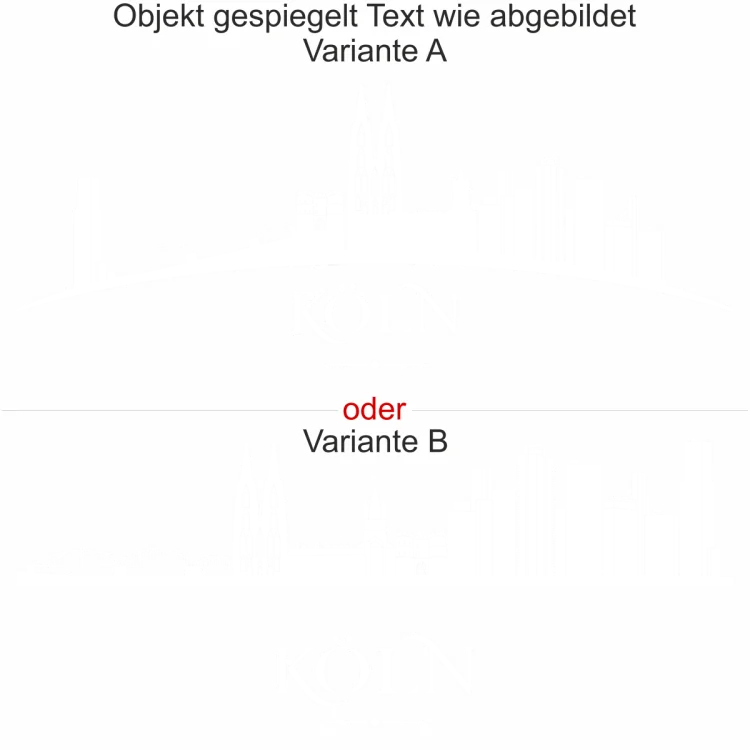 Wandtattoo mit Skyline von Köln - Ansicht Ausrichtung mit Farbauswahl und Variante Wandtattoo mit Skyline von Köln - Ansicht Ausrichtung mit Farbauswahl und Variante