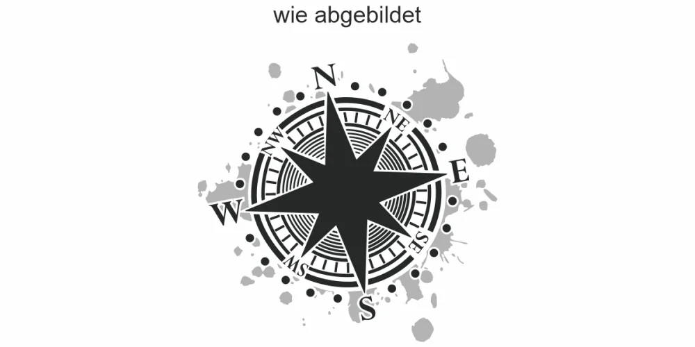 buntes Wandtattoo mit Kompass - Ansicht Ausrichtung