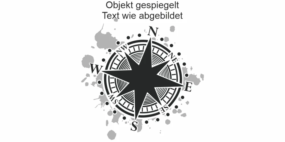 buntes Wandtattoo mit Kompass - Ansicht Ausrichtung
