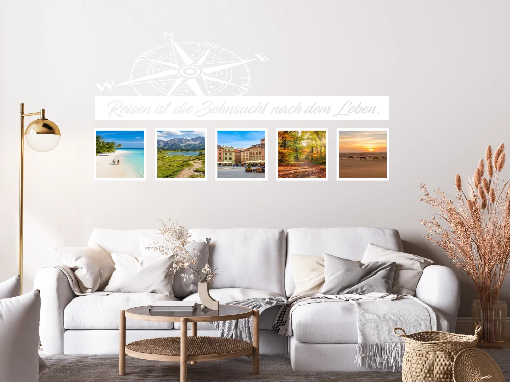 Wandtattoo Kompass mit Bilderrahmen