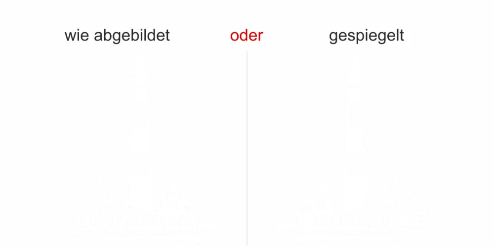 Wandtattoo mit Leuchtturm - Ansicht Ausrichtung und Farbauswahl