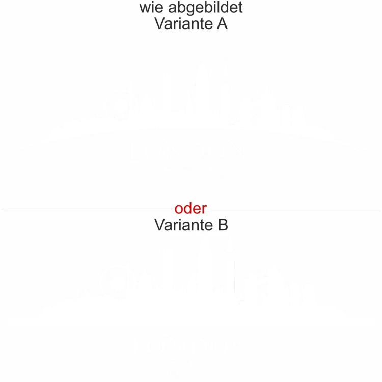 Wandtattoo London - Ansicht Ausrichtung mit Farbauswahl und Variante Wandtattoo London - Ansicht Ausrichtung mit Farbauswahl und Variante
