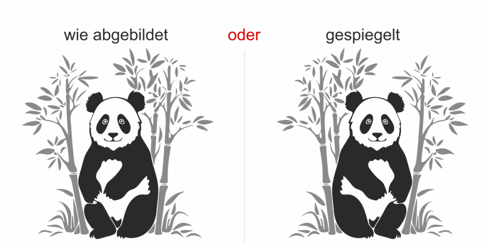 Wandtattoo Mehrfarbiger Bambus mit Pandabär - Ansicht Ausrichtung