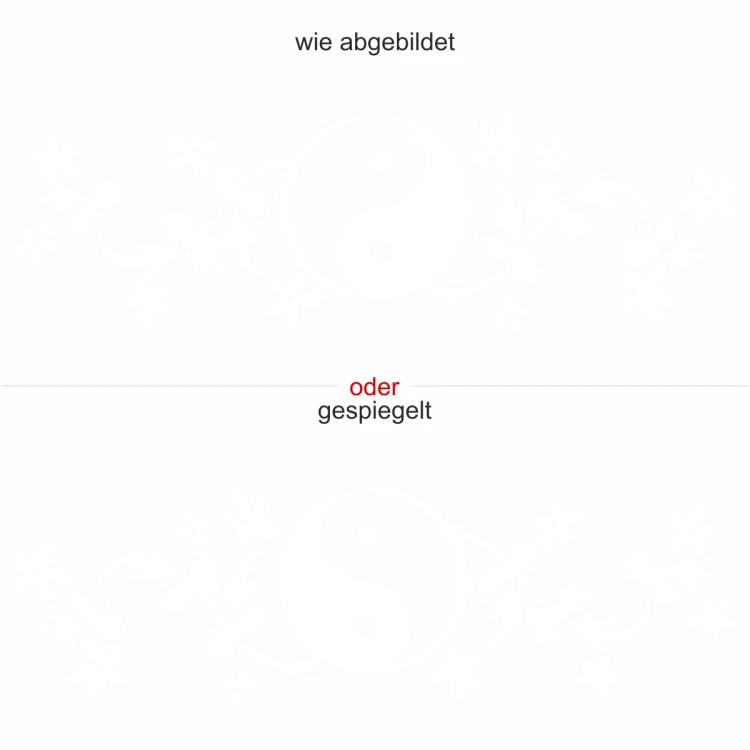 Wandtattoo mit Ornament und Yin und Yang - Ansicht Ausrichtung und Farbauswahl Wandtattoo mit Ornament und Yin und Yang - Ansicht Ausrichtung und Farbauswahl