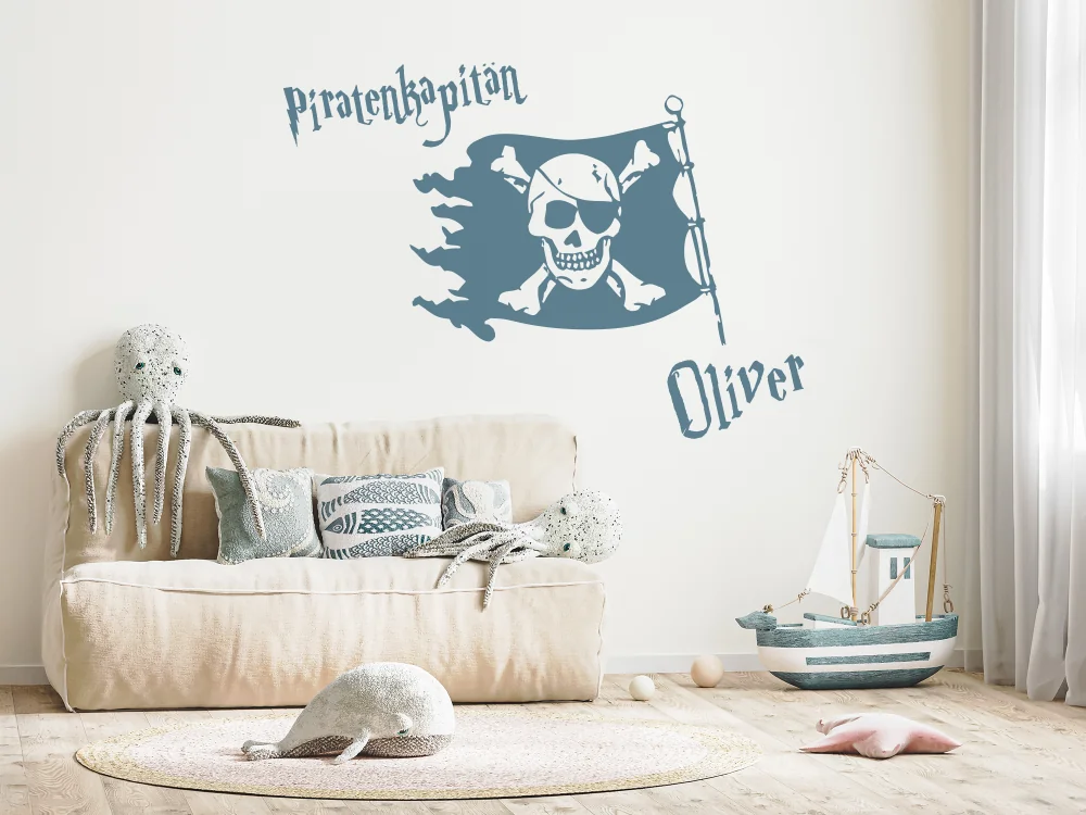 Wandtattoo Piratenkapitän mit Wunschnamen