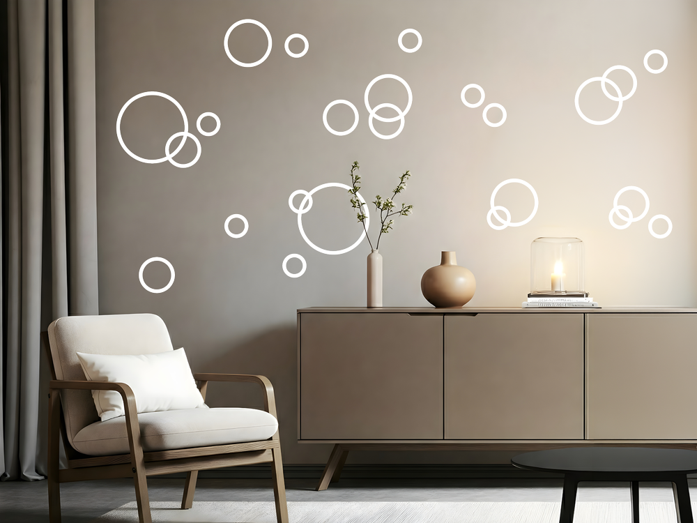 Wandtattoo Set mit Kreisen über Kommode
