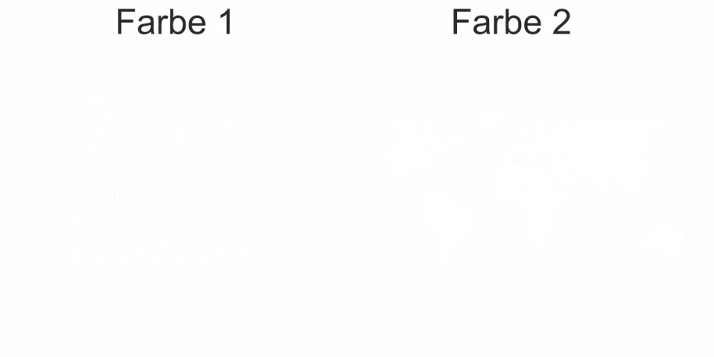 Wandtattoo mit Spruch und Weltkarte - Ansicht Farbauswahl