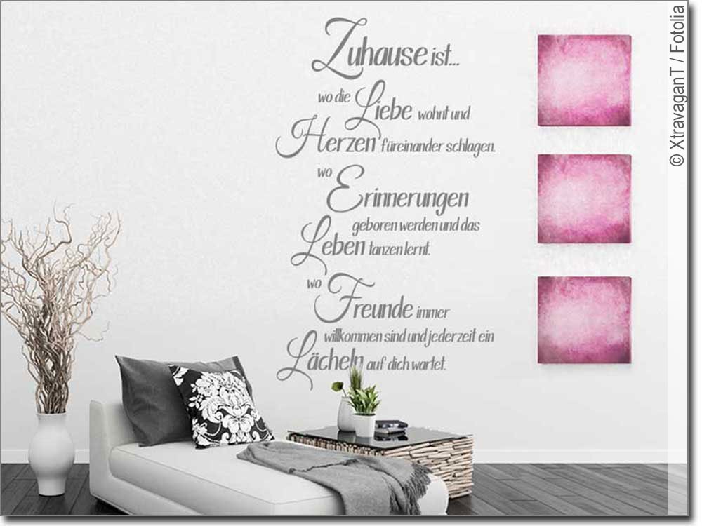 Wandtattoo Spruch Zuhause ist schöner Wandspruch