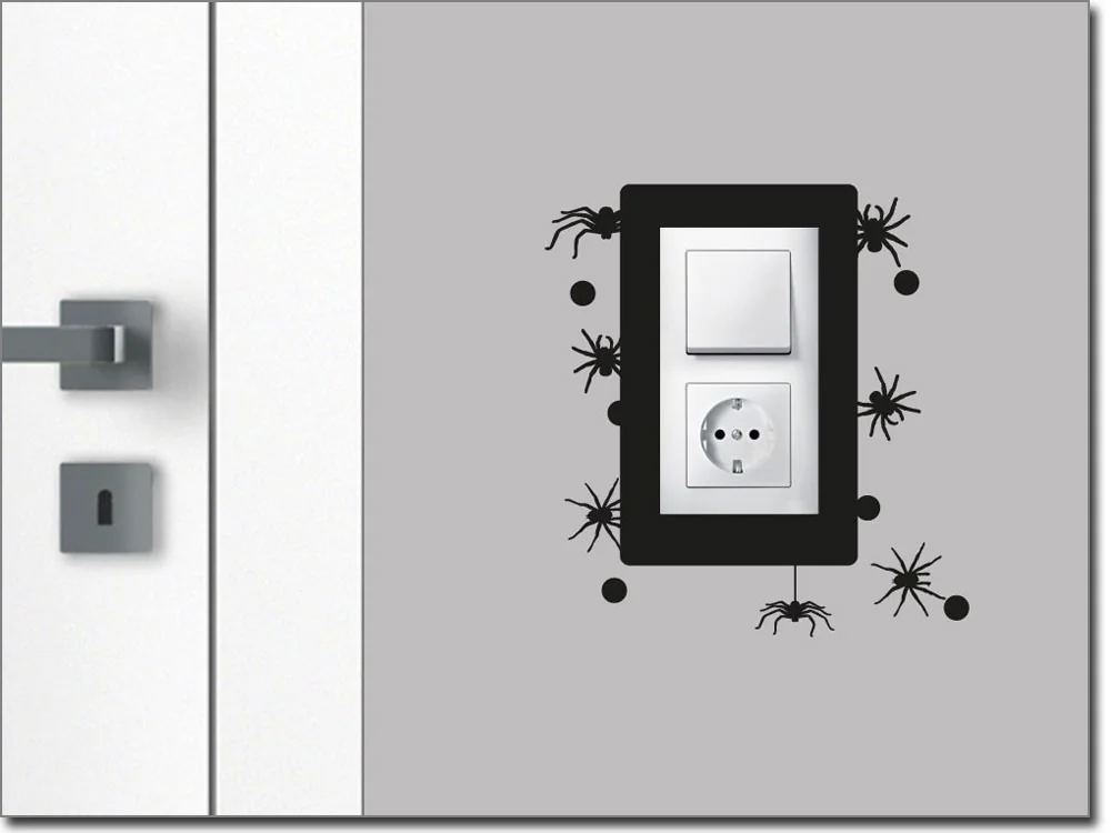 Lichtschalteraufkleber mit Spinnen
