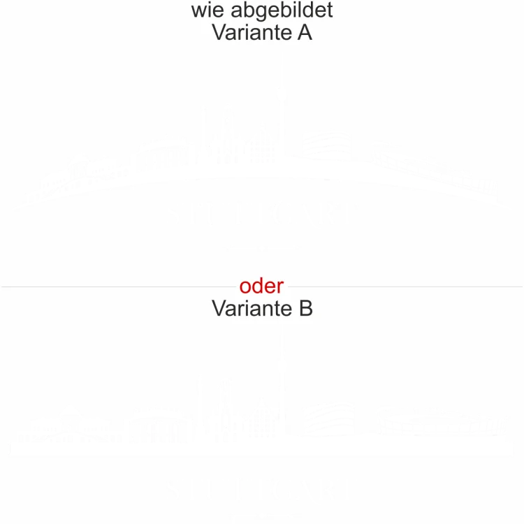 Wandtattoo mit Skyline von Stuttgart - Ansicht Ausrichtung mit Farbauswahl und Variante Wandtattoo mit Skyline von Stuttgart - Ansicht Ausrichtung mit Farbauswahl und Variante