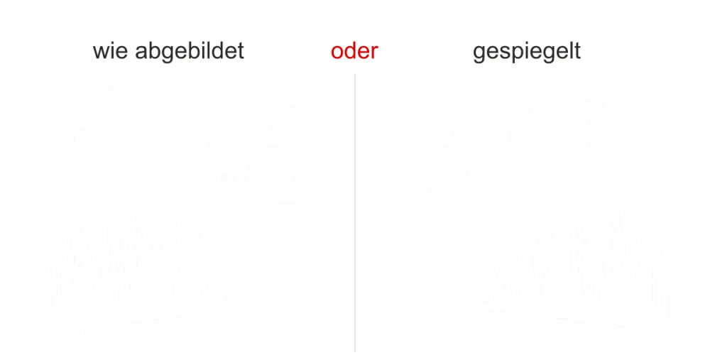 Wandtattoo Ufergräser und Störche - Ansicht Ausrichtung mit Farbauswahl