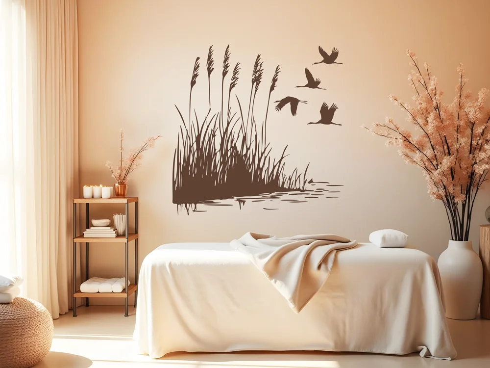 Wandtattoo Ufergräser und Störche
