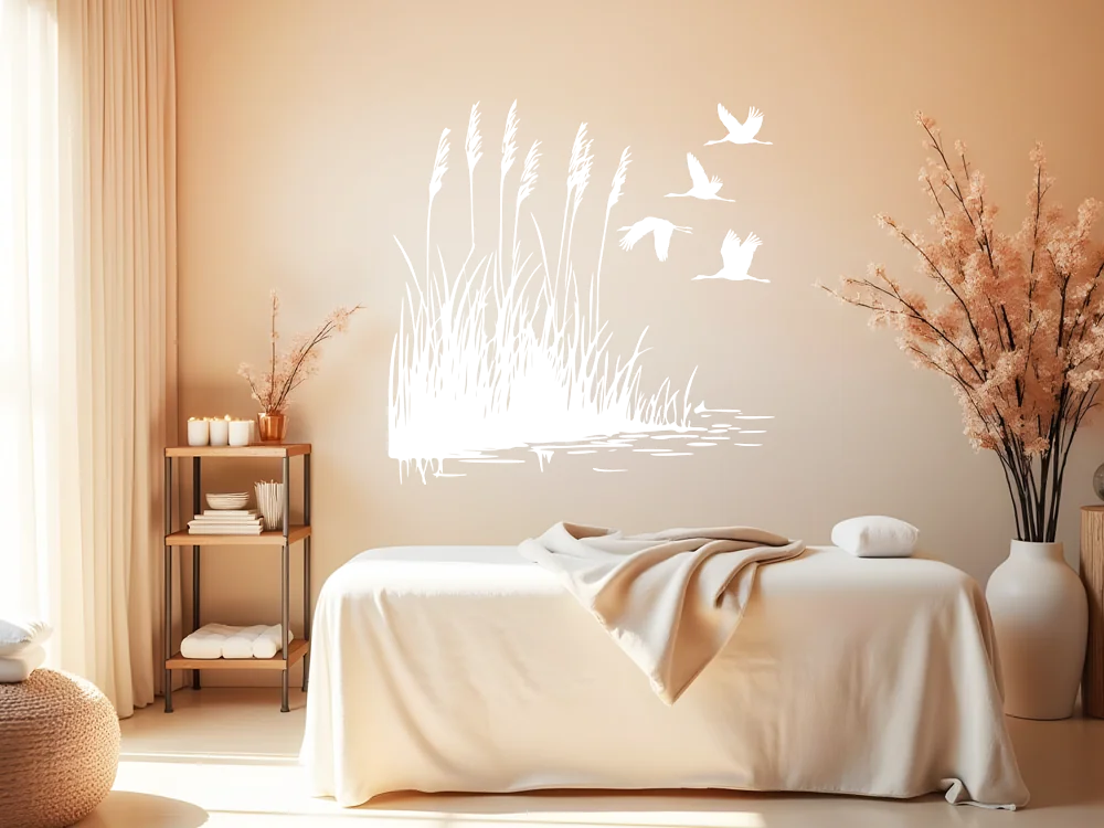 Wandtattoo Ufergräser und Störche - Ansicht Farbauswahl