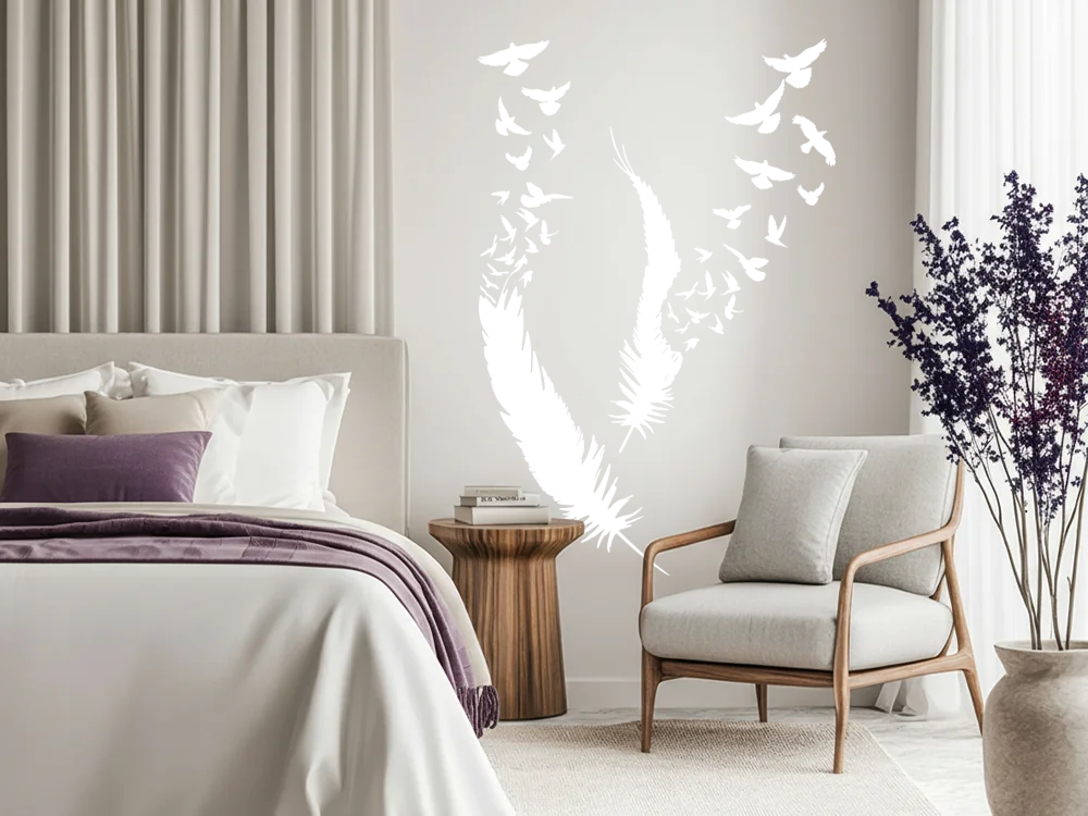 Wandtattoo Vögel aus Feder