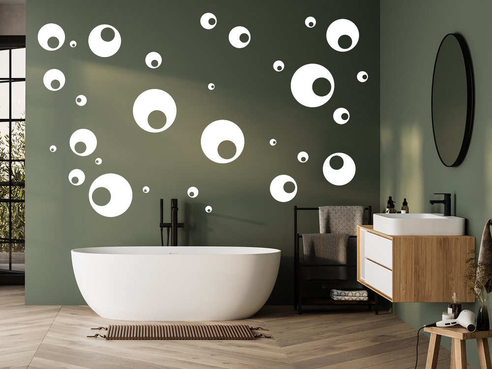 Wandtattoo Set mit Wasserperlen über Badewanne