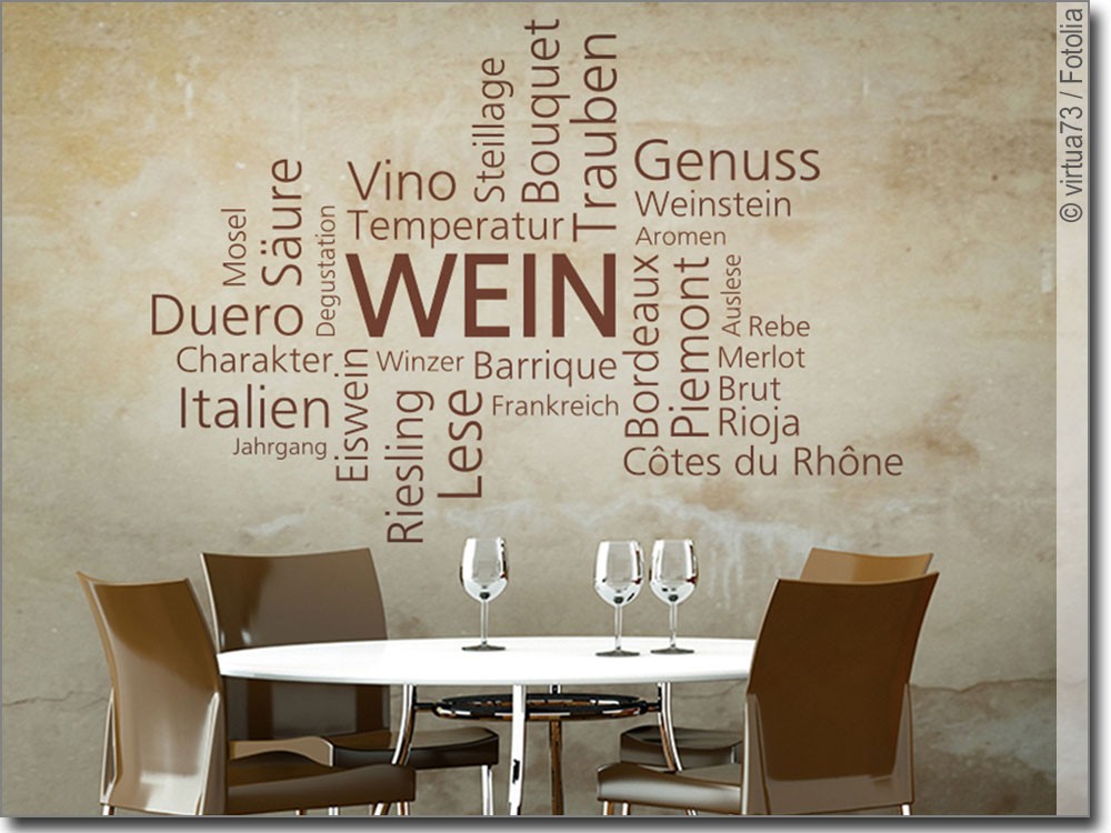 Wandtattoo Wein für Küche, Esszimmer, Bistro, Weingut
