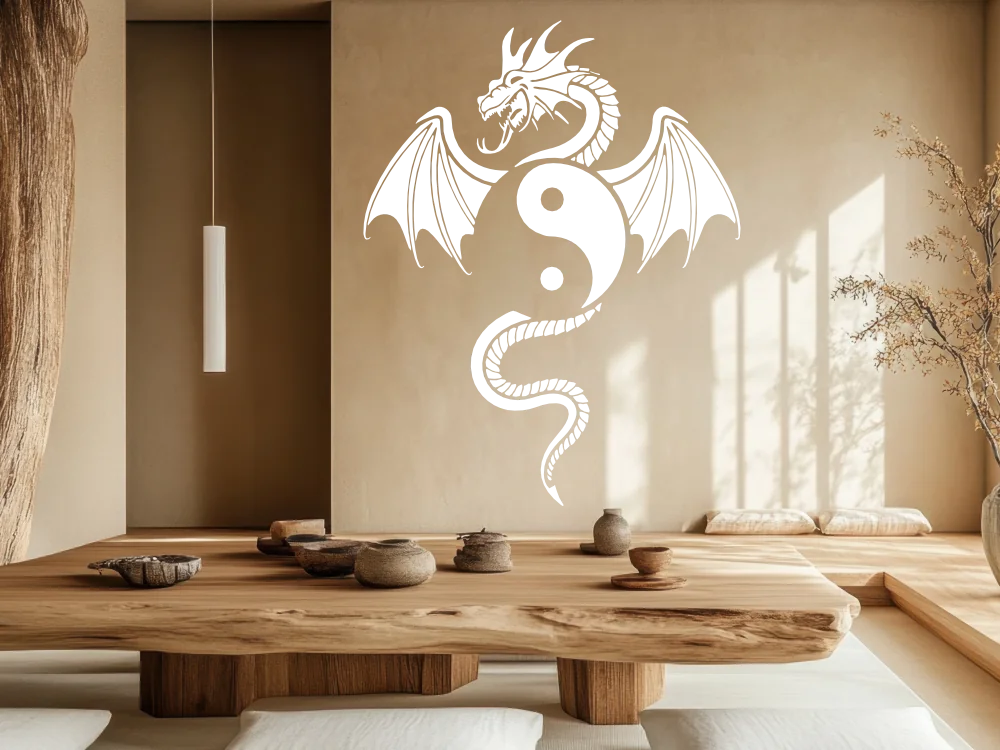 Wandtattoo Yin-Yang Drache