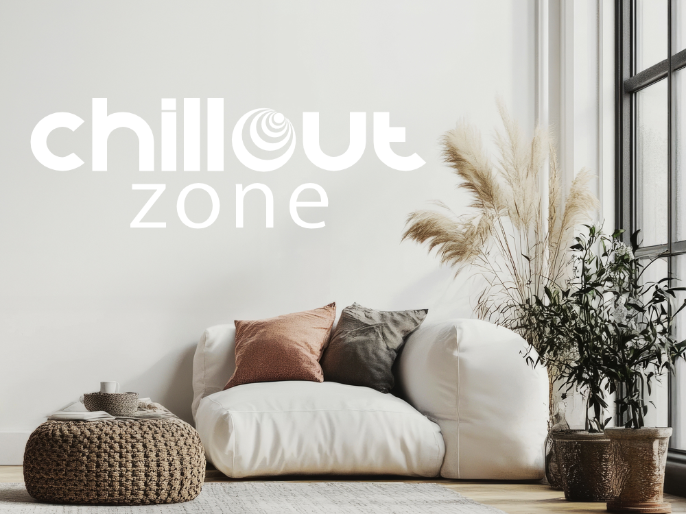 Wandworte Chillout Zone über Couch