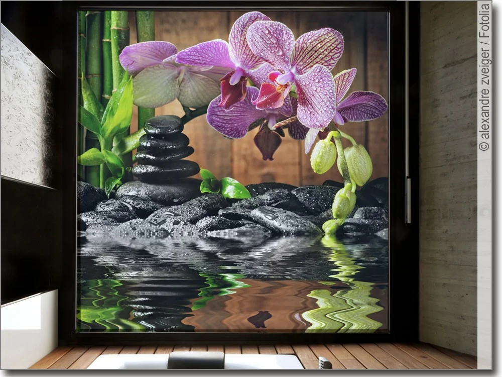 Glasprint Aufkleber Wellness Orchidee