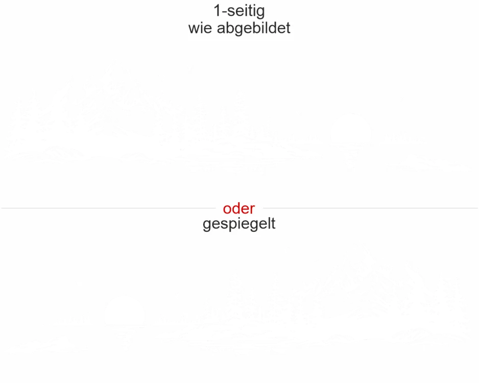 Wohnmobilsticker Alpensee mit Sonnenuntergang - Ansicht Ausrichtung und Farbauswahl