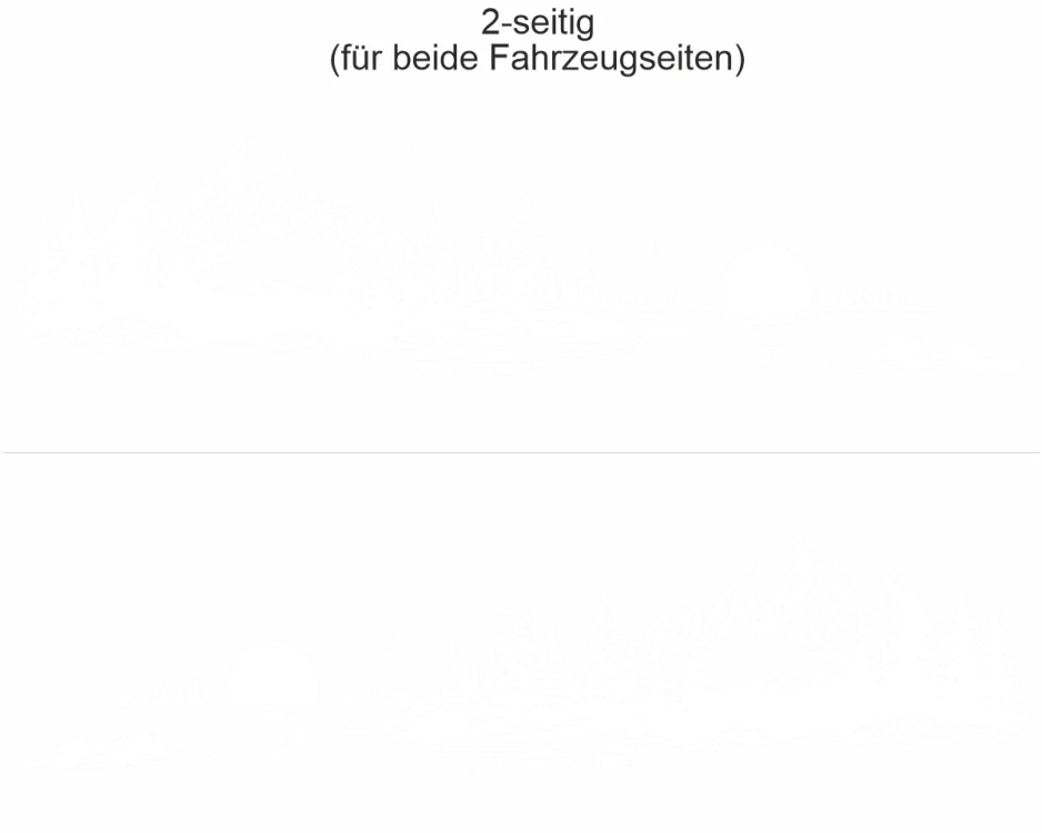 Wohnmobilsticker Alpensee mit Sonnenuntergang - Ansicht zweiseitig für beide Fahrzeugseiten und Farbauswahl