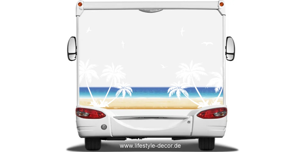 Aufkleber Wohnwagen Bus Karibik Strand..