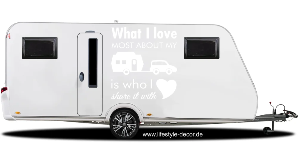Aufkleber mit Spruch What I love für den Wohnwagen