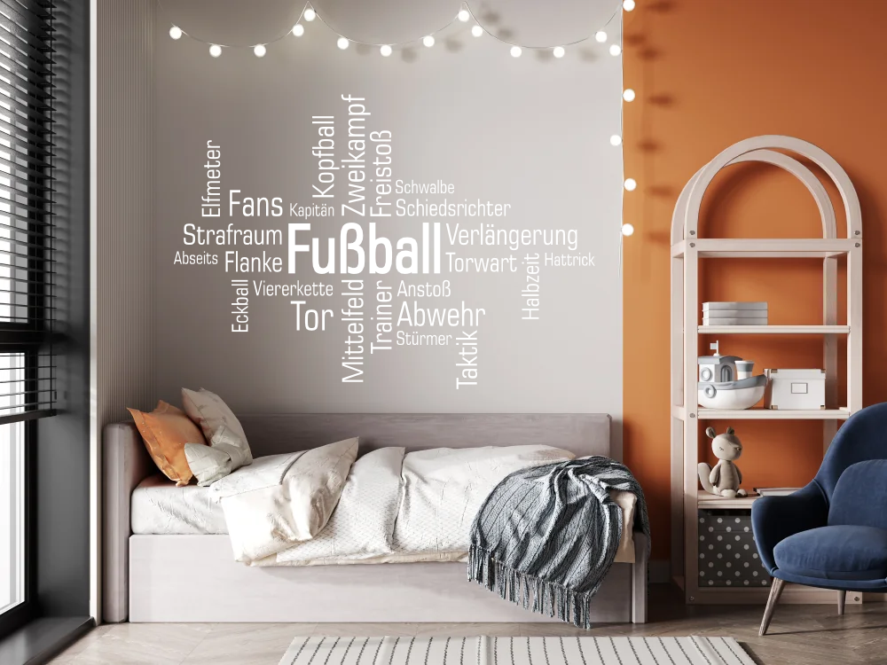 Wandtattoo Wortwolke Fussball