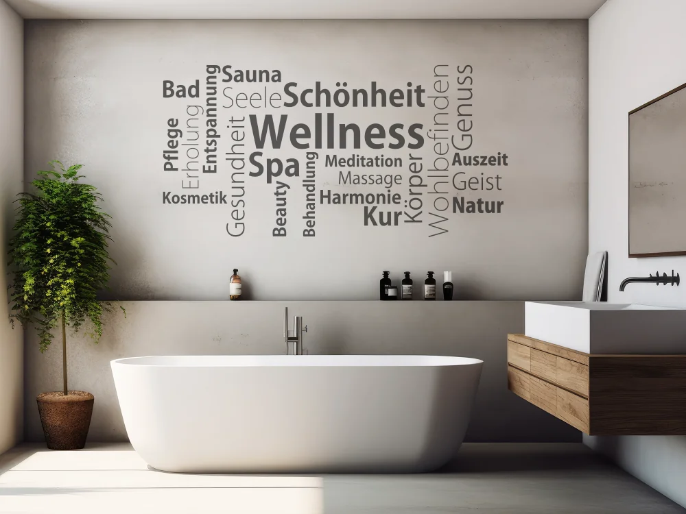 Wandtattoo Wortwolke Wellness