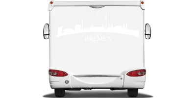 Autotattoo mit der Silhouette von Bremen auf Heck von Wohnmobil oder Wohnwagen - Ansicht Farbauswahl