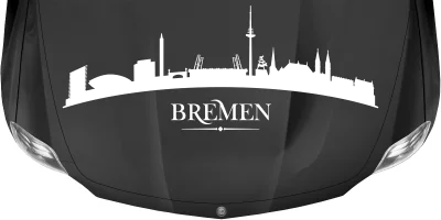 Autotattoo mit der Silhouette von Bremen auf dunkler Motorhaube - Ansicht Farbauswahl