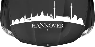 Autoaufkleber Hannoveraner Skyline auf dunkler Motorhaube - Ansicht Farbauswahl