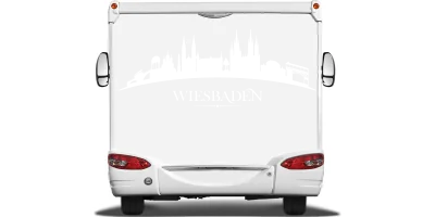 Konturen Wiesbadens als Aufkleber fürs Auto auf Heck von Wohnmobil oder Wohnwagen - Ansicht Farbauswahl