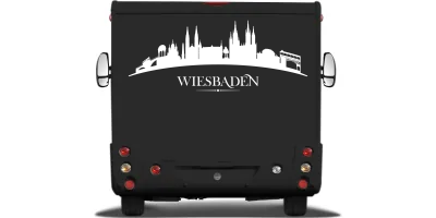 Konturen Wiesbadens als Aufkleber fürs Auto auf Heck von Wohnmobil oder Wohnwagen - Ansicht Farbauswahl