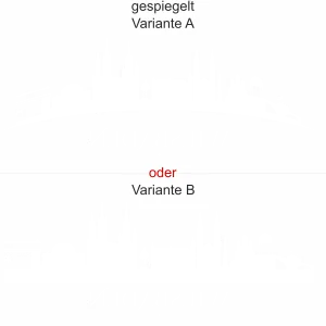 Konturgeschnittene Milchglasfolie mit Silhouette von Wiesbaden - Ansicht Ausrichtung mit Farbauswahl und Variante
