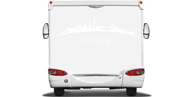 Konturen Duisburgs als Aufkleber fürs Auto auf Heck von Wohnmobil oder Wohnwagen - Ansicht Farbauswahl