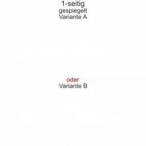 Konturgeschnittene Autofolie mit Leipziger Skyline - Ansicht Ausrichtung mit Farbauswahl und Variante