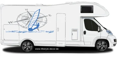 Autoaufkleber Kompass mit Windsurfer