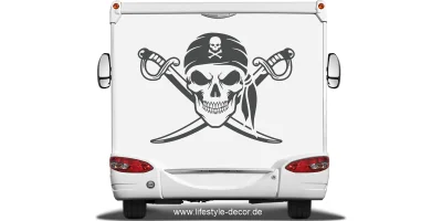 Autoaufkleber Totenkopf mit gekreuzten Säbeln