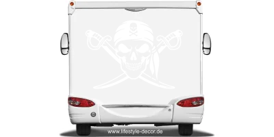 Autoaufkleber Totenkopf mit gekreuzten Säbeln
