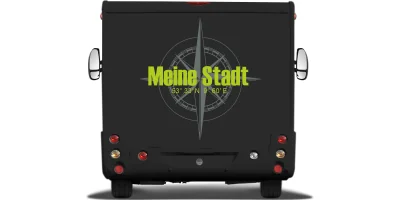 Autoaufkleber Kompass mit Koordinaten und Wunschtext