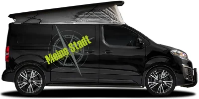 Autoaufkleber Kompass mit Koordinaten und Wunschtext