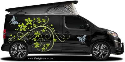 Autosticker Wellen-Ornament auf dunklem Campervan
