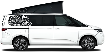 Autoaufkleber mit Mandala Motiv auf hellem Camper - Ansicht Farbauswahl