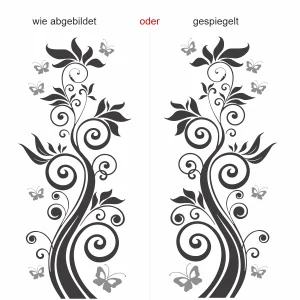 Buntes Wandtattoo mit Ornament und Schmetterling - Ansicht Ausrichtung