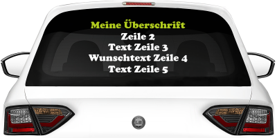 Fahrzeugbeschriftung Textblock | 21 auf Heckscheibe