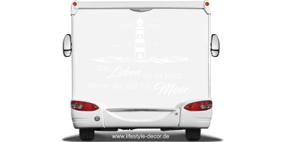 Wohnmobildekor Nimm dir Zeit für Meer auf hellem Heck eines Wohnmobils - Ansicht Farbauswahl